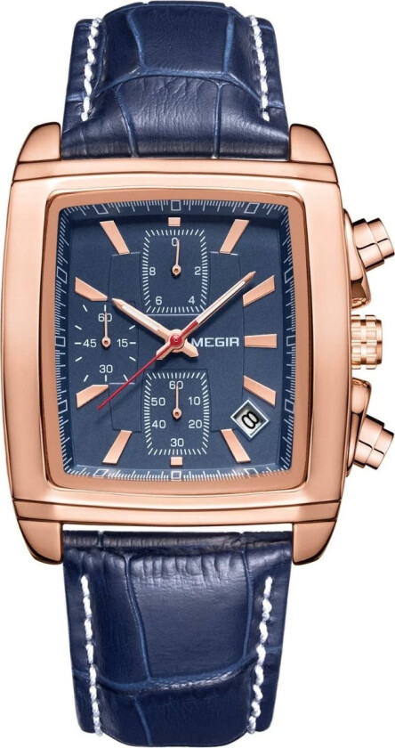 Classic Mens Square Chronograph 2028 - Kvarts - Rosegull - Herreklokker - Skinn - Mineral