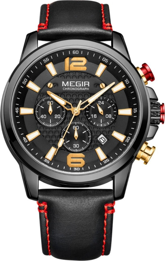 Sports Racing Chronograph 2156 - Kvarts - Sort - Herreklokker - Skinn - Mineral