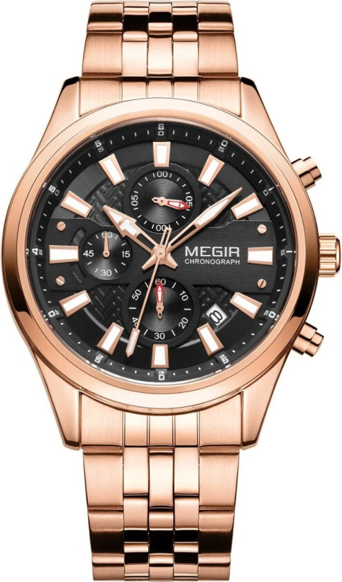 Fusion Chronograph Rose Steel 2154 - Kvarts - Rosegull - Herreklokker - Rustfritt stål - ledd m/pin - Mineral