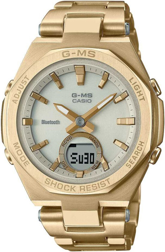 G-Shock MSG-B100DG-9AER - Anadigi - Gull - Dameklokker - Rustfritt stål - ledd m/pin - Mineral