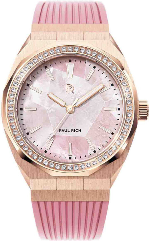 Heart Of The Ocean Pink Rose Gold - Kvarts - Krystal Rosegull - Dameklokker - Gummi - Mineral