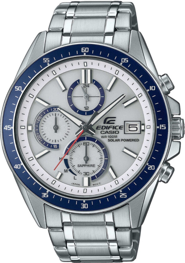 Edifice EFS-S510D-7BVUEF - Kvarts - Sølv - Herreklokker - Rustfritt stål - ledd m/pin - Safir