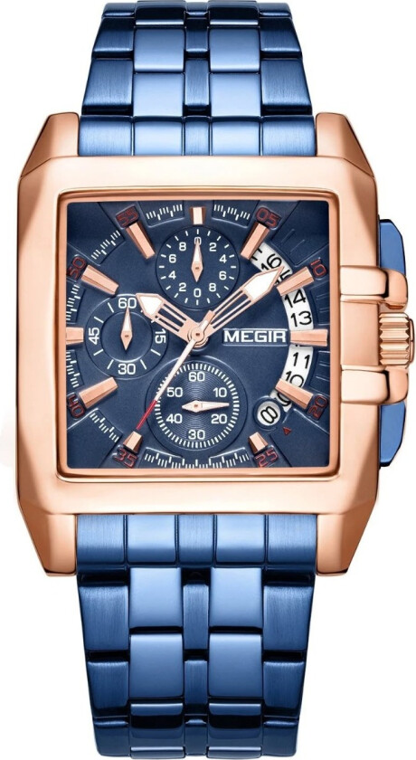 Bold Blue Rose Steel Chronograph 2018 - Kvarts - Rosegull - Herreklokker - Rustfritt stål - ledd m/pin - Mineral