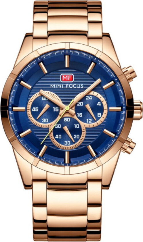Rose Blue Chronograph - Kvarts - Rosegull - Herreklokker - Rustfritt stål - ledd m/pin - Mineral