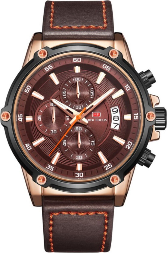 Chronograph 0175 - Kvarts - Rosegull Sort - Herreklokker - Skinn - Mineral