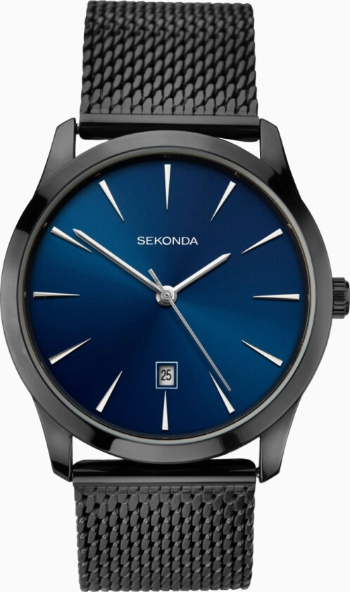 Mens Steel Watch 1786 - Kvarts - Sort - Herreklokker - Meshlenke - Mineral
