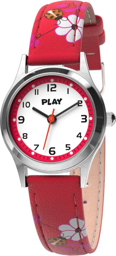 Red Ladybug W1065AIX-D - Kvarts - Sølv - Barneklokker - Skinn - Akryl