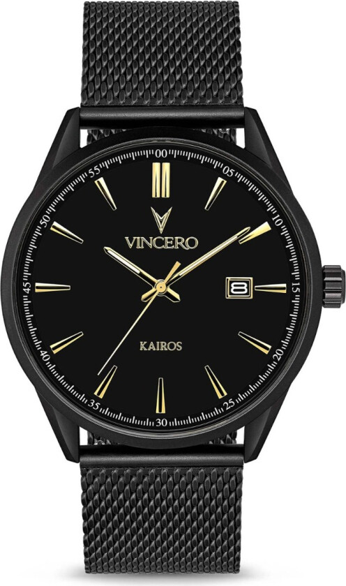 Kairos Mesh Matte Black/Gold Bla-BlaG-K32 - Kvarts - Sort - Herreklokker - Meshlenke - Mineral