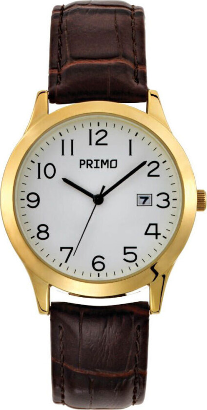 Inex Mens Gold White A12135D0A - Kvarts - Gull - Herreklokker - Skinn - Mineral