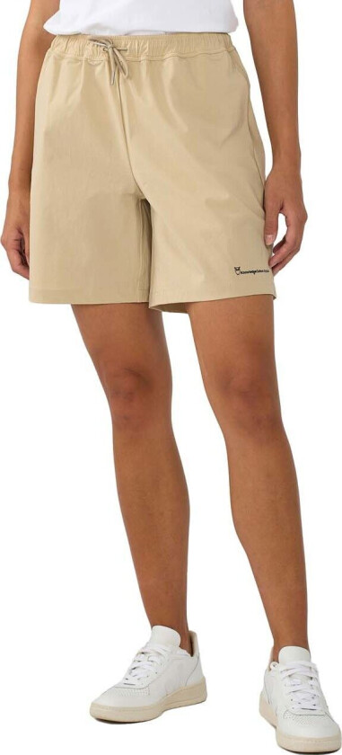 Women's Stretch Ribstop Elastic Waist Shorts L, Safari