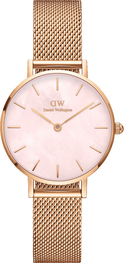 Petite Pearl 28mm DW00100513 - Kvarts - Rosegull - Dameklokker - Meshlenke - Mineral