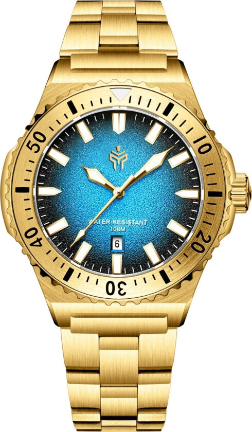 Myles Gold Blue SPW8102 - Kvarts - Gull - Herreklokker - Rustfritt stål - ledd m/pin - Mineral