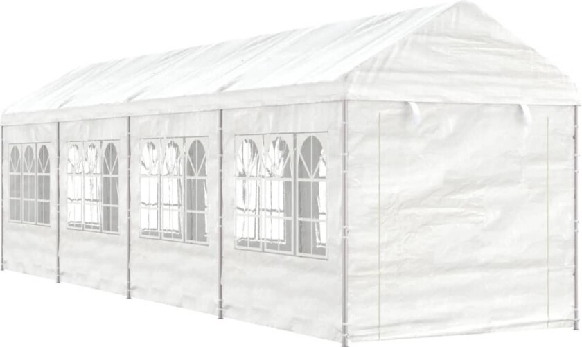 Paviljong med tak hvit 8,92x2,28x2,69 m polyetylen