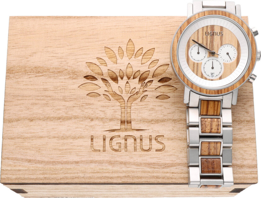 Hector Zebra Wood Chronograph LW0101 - Kvarts - Sølv Tree - Herreklokker - Rustfritt stål - ledd m/pin - Mineral