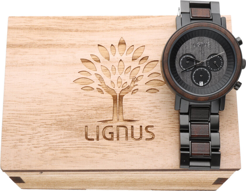 Hector Zebra & Ebony Wood Chronograph LW0102 - Kvarts - Sort Tree - Herreklokker - Rustfritt stål - ledd m/pin - Mineral