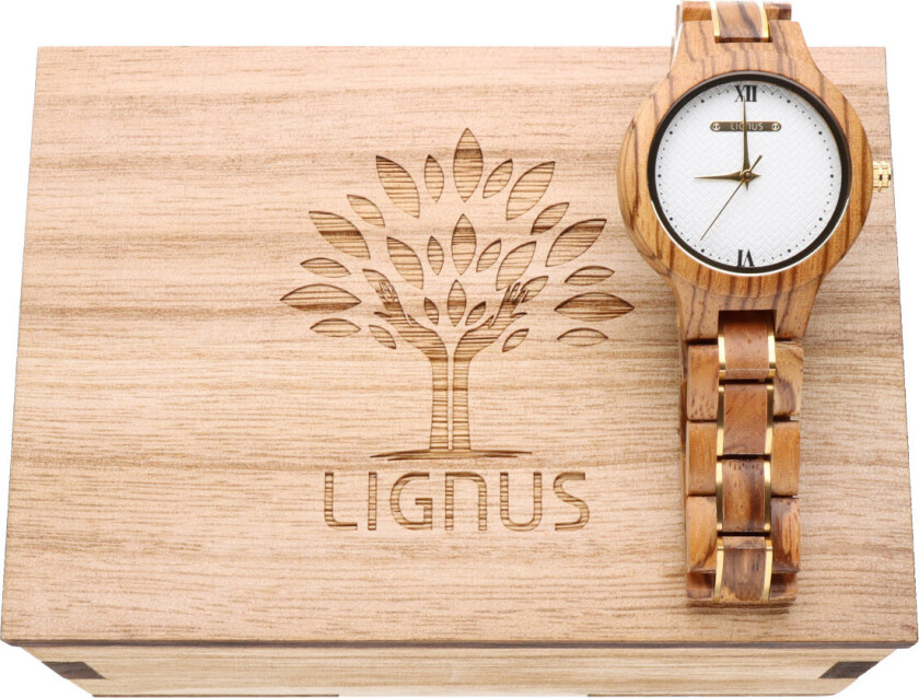 Emma Zebra Wood LW0401 - Kvarts - Tree - Dameklokker - Tre - Mineral