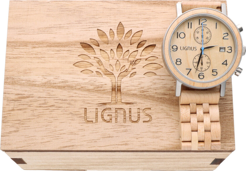 Johan White Maple Wood Chronograph LW0501 - Kvarts - Sølv Tree - Herreklokker - Tre - Mineral