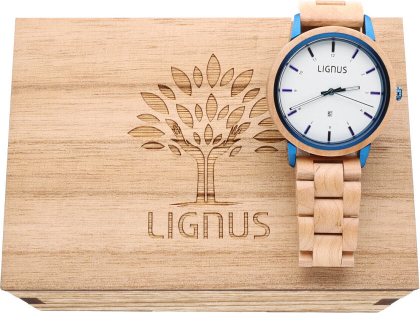 Pablo Maple Wood LW0801 - Kvarts - Blå Tree - Herreklokker - Tre - Mineral