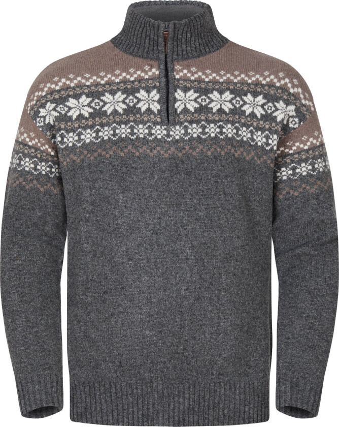 Snøkrystall Half Zip Ullgenser Men Grey/beige/white S