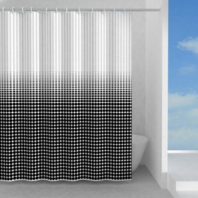 Illusion dusjforheng, 120x200 cm, hvit/sort