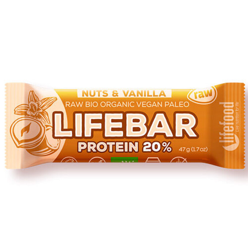 Lifebar Nøtter Vanilje Ø Proteinbar - 47 g