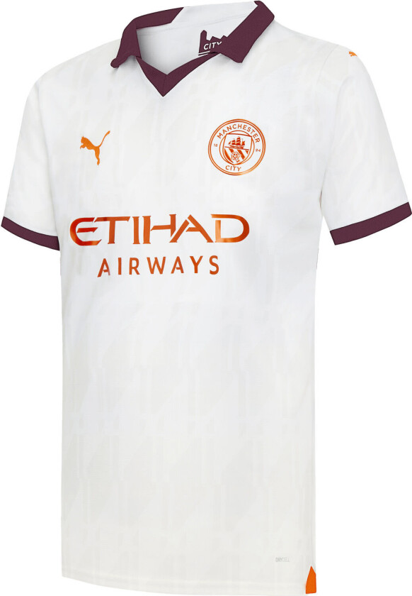 Manchester City Away Jersey Replica 23/24, fotballdrakt, unisex  White-aubergine