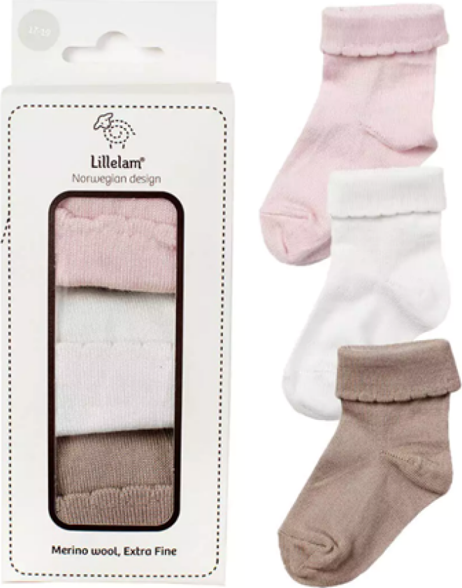 3pk Ullsokk Gavepakke Rosa 14-16