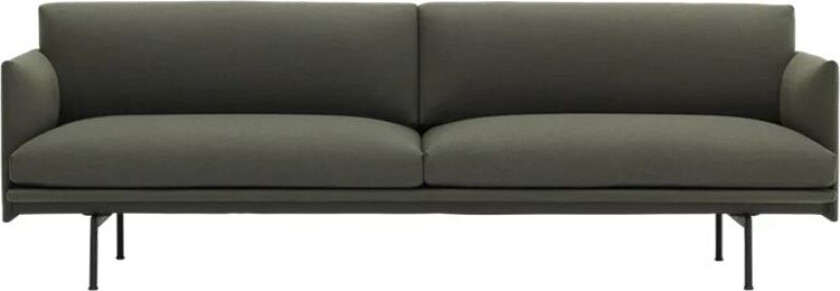 Outline sofa 3-seter tekstil tekstil fiord 961 green, sorte ben