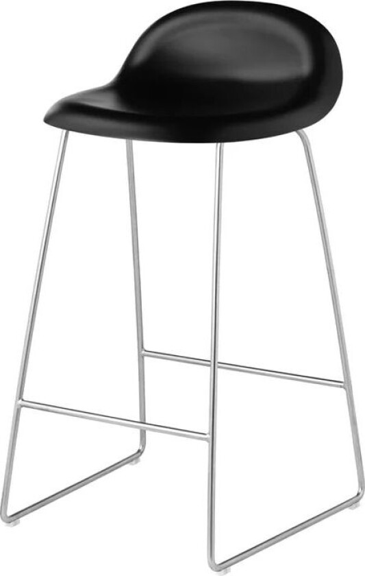 3D barstol lav black, forkrommede stålmeier