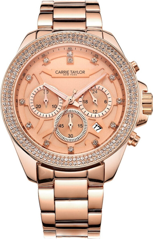 Astoria 42mm Rose-Golden Chronograph CTW1502 - Kvarts - Krystal Rosegull - Dameklokker - Rustfritt stål - ledd m/pin - Mineral