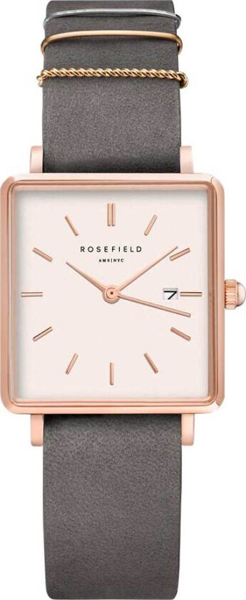 The Boxy QWGR-Q12 - Kvarts - Rosegull - Dameklokker - Skinn - Mineral
