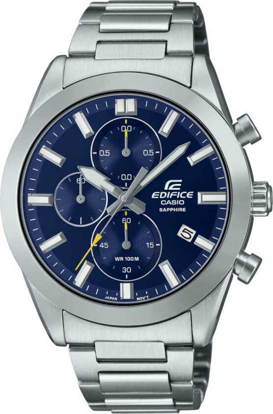 Edifice EFB-710D-2AVUEF - Kvarts - Sølv - Herreklokker - Rustfritt stål - ledd m/pin - Safir