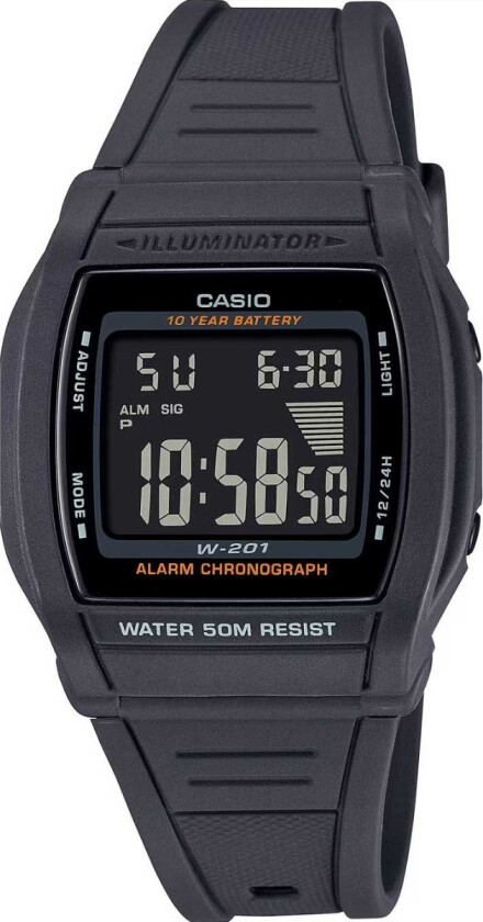 Classic Limited W-201-1BVEG - Digital - Sort - Unisex - Resinledd - Akryl