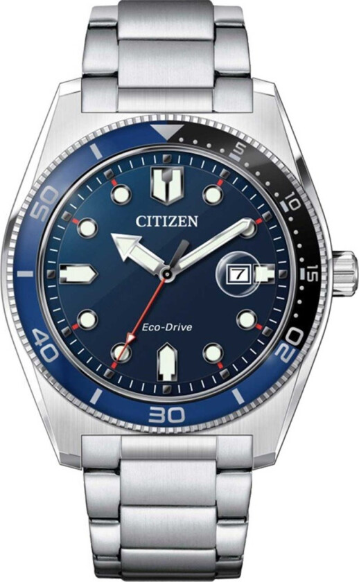 Marine Solar Quartz AW1761-89L - Kvarts - Sølv - Herreklokker - Rustfritt stål - ledd m/pin - Mineral