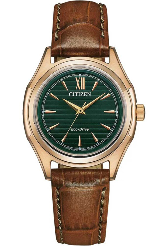 Classic Ladies Solar Quartz FE2113-16X - Kvarts - Gull - Dameklokker - Skinn - Mineral