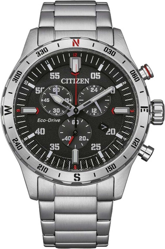 Sports Chronograph AT2520-89E - Kvarts - Sølv - Herreklokker - Rustfritt stål - ledd m/pin - Mineral