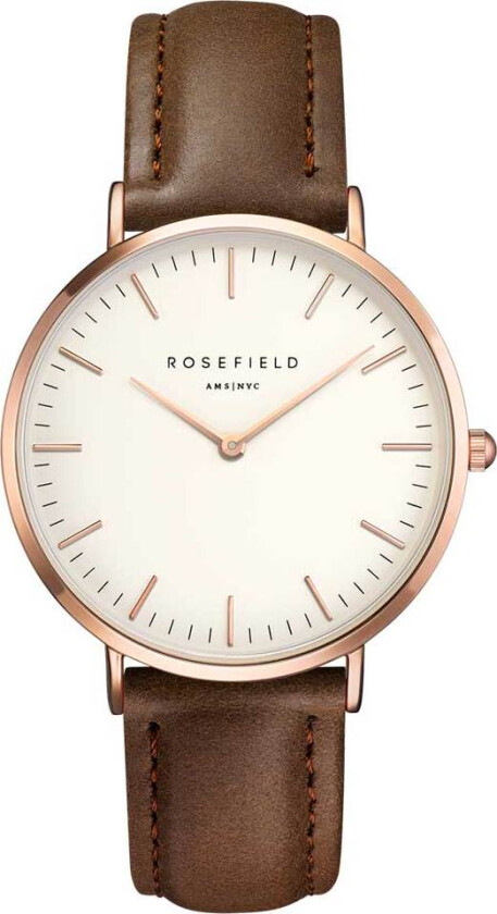 Bowery BWBRR-B3 - Kvarts - Rosegull - Dameklokker - Skinn - Mineral