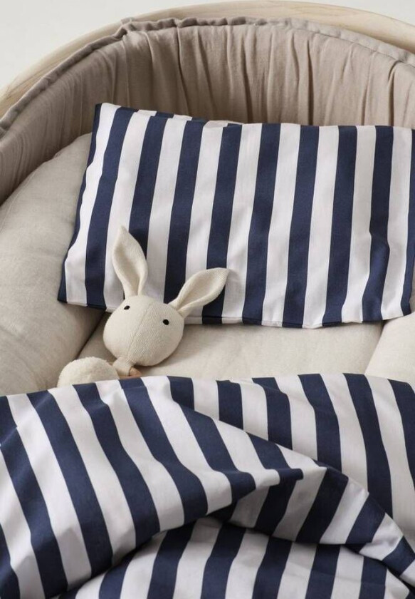 BABY sengesett vogn/vugge - økologisk Marineblå/hvit