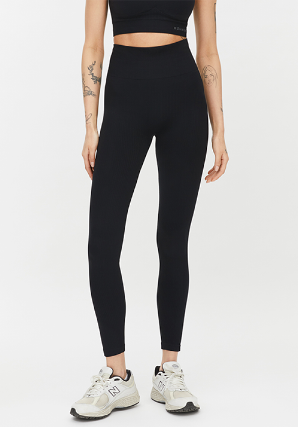 Women's Seamless Soft Rib Tights L, Black