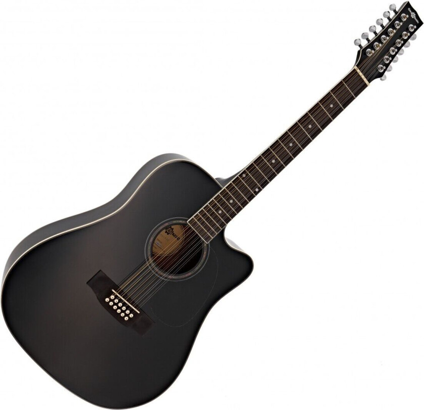 Gear4Music Dreadnought 12-Strengers Akustisk Gitar fra Gear4music Svart