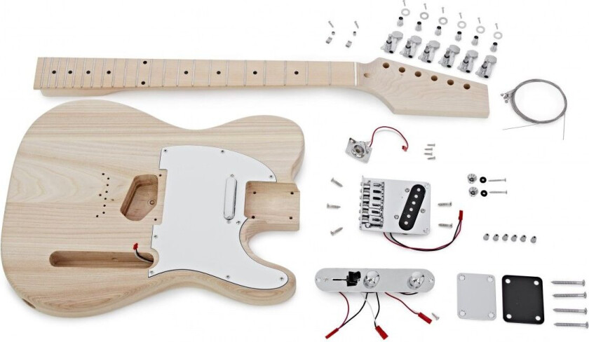 Gear4Music Guitarworks Solo-Cutaway DIY Elektrisk Gitarsett Askekropp