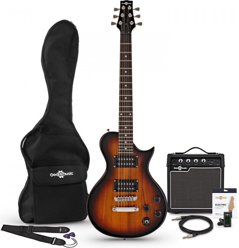 Gear4Music 3/4 New Jersey II Elektrisk Gitar + 10W Forsterkerpakke Sunburst