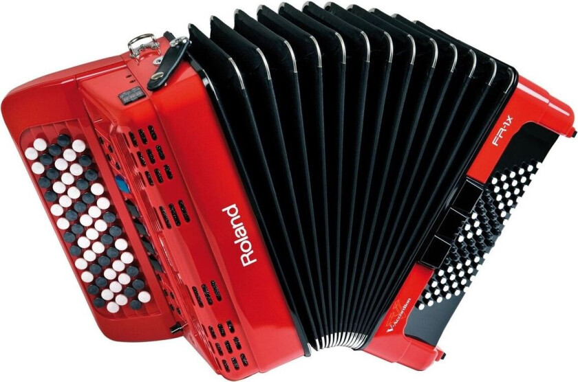 FR-1XB kompakt knappetype V-Accordion med høyttalere rød