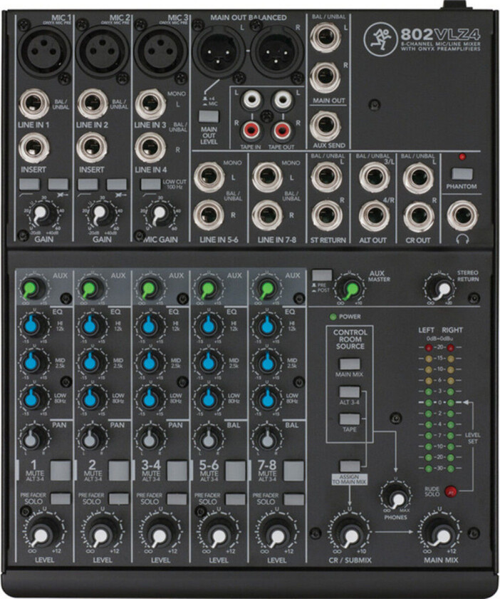 802-VLZ4 Analog Kompakt Mikser med 8 kanaler