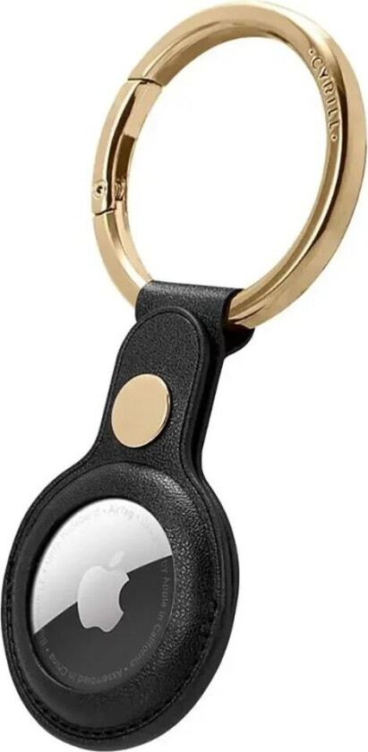 AirTag Nøkkelring med Stor Karabinkrok - Kunstskinn - Sort / Gull