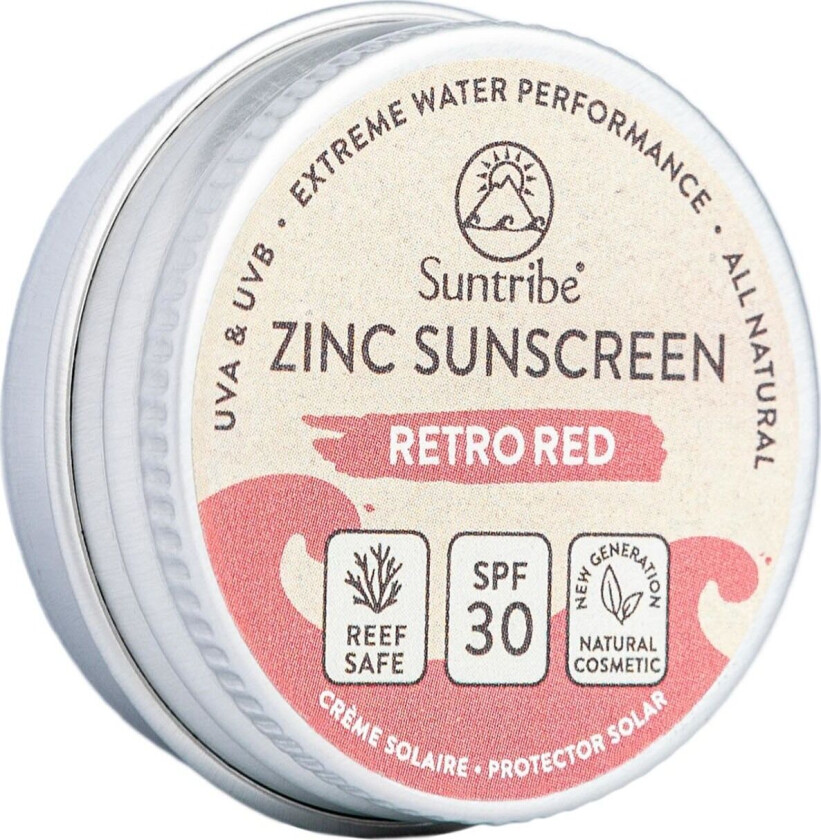 Mini Natural Mineral Face and Sport Zinc Sunscreen SPF 30 15 g, Retro Red