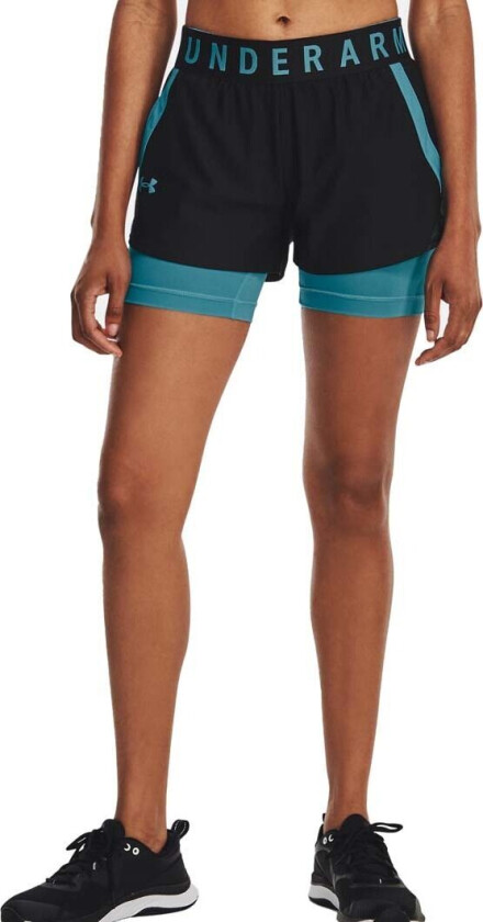 Women's Play Up 2-in-1 Shorts XS, Black/Glacier Blue