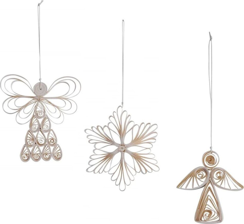 Angel mix juletrepynt 3-pakning Hvit