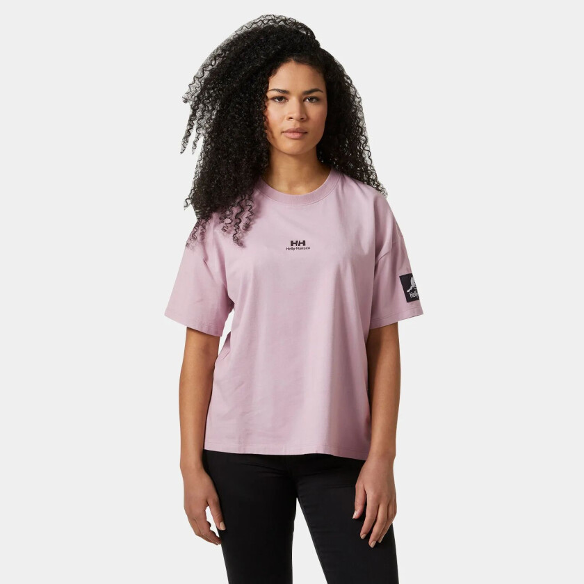 Dame Yu Patch T-skjorte Rosa S HvitS