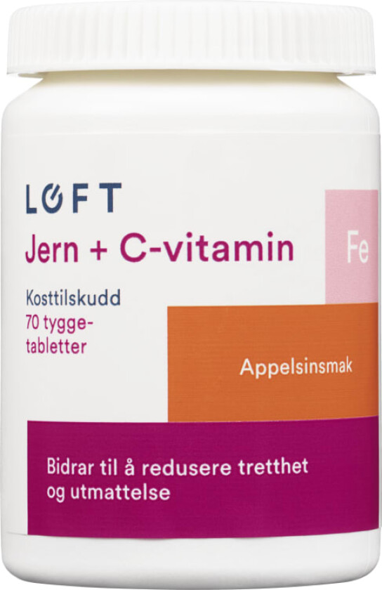 Jern Tyggetablett Appelsin 70stk